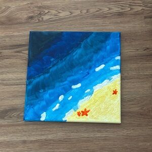 Blue and Yellow Beach Canvas Art